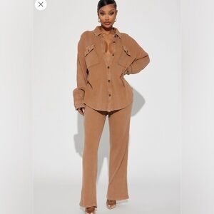 Fashion Nova Corduroy Set in Brown